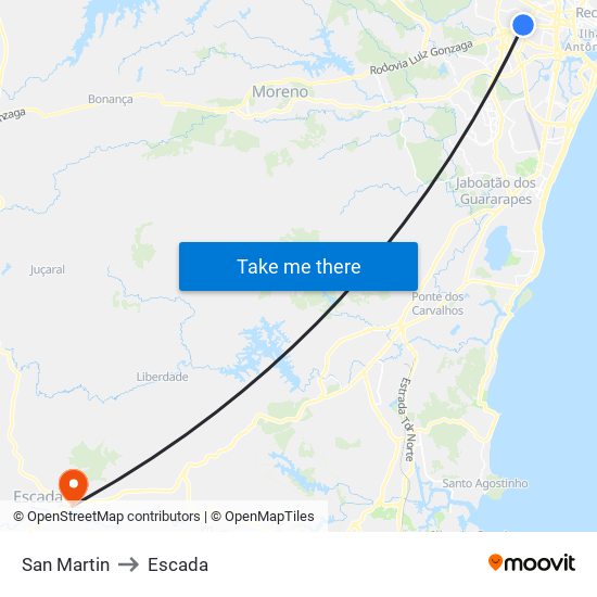 San Martin to Escada map