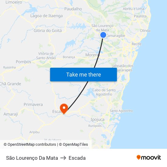 São Lourenço Da Mata to Escada map