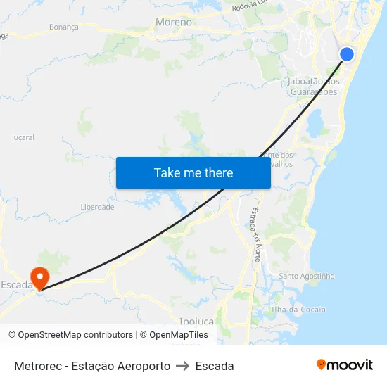 Metrorec - Estação Aeroporto to Escada map