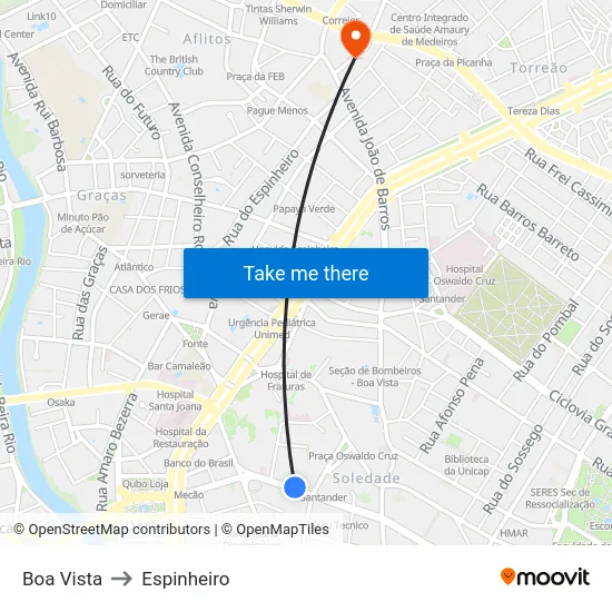 Boa Vista to Espinheiro map