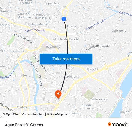 Água Fria to Graças map