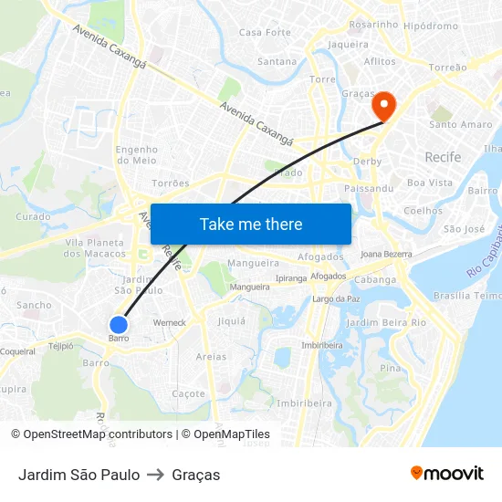 Jardim São Paulo to Graças map