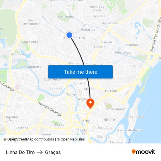 Linha Do Tiro to Graças map