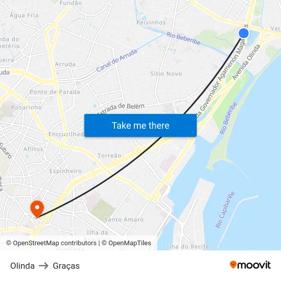 Olinda to Graças map