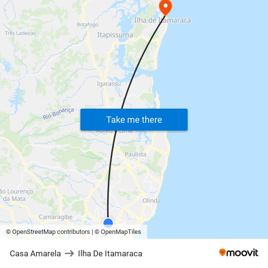 Casa Amarela to Ilha De Itamaraca map