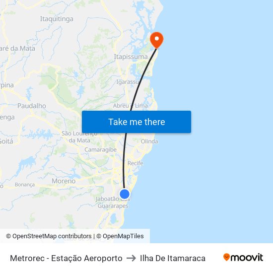 Metrorec - Estação Aeroporto to Ilha De Itamaraca map