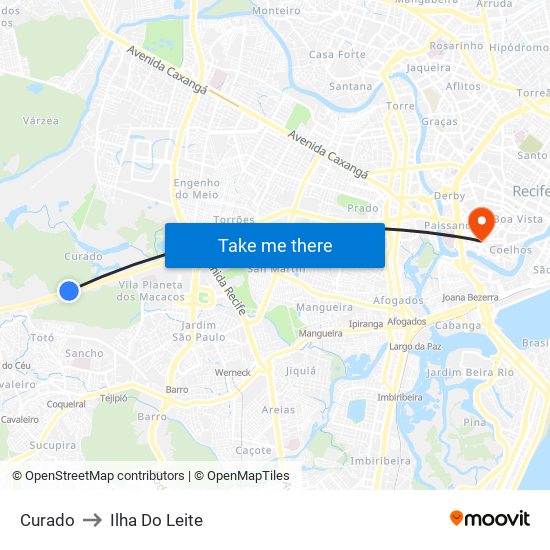 Curado to Ilha Do Leite map