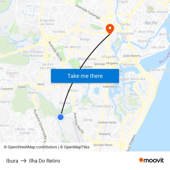 Ibura to Ilha Do Retiro map
