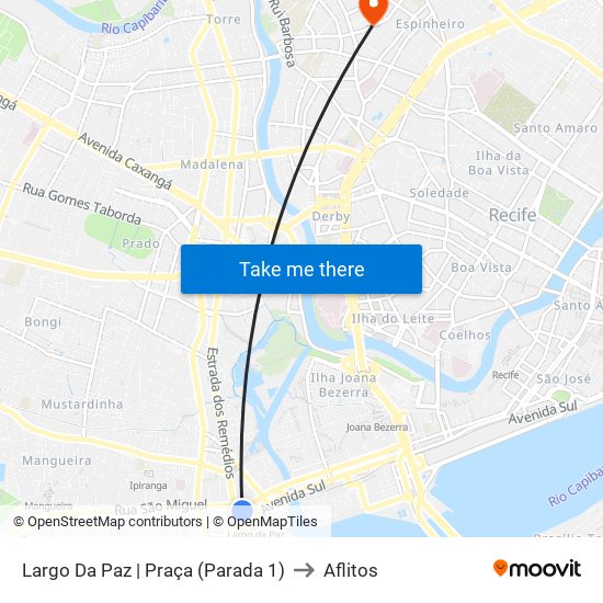 Largo Da Paz | Praça (Parada 1) to Aflitos map