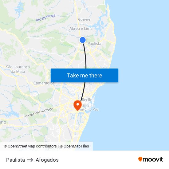 Paulista to Afogados map