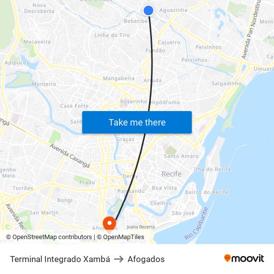 Terminal Integrado Xambá to Afogados map