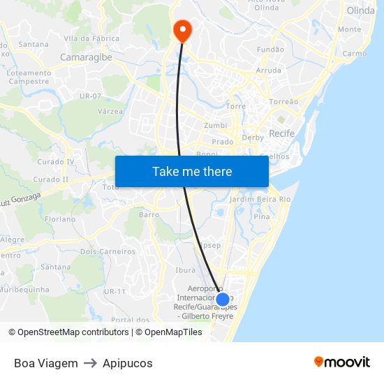 Boa Viagem to Apipucos map