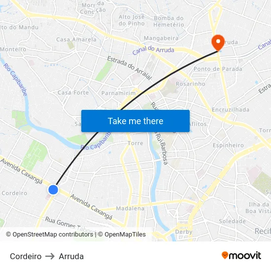 Cordeiro to Arruda map