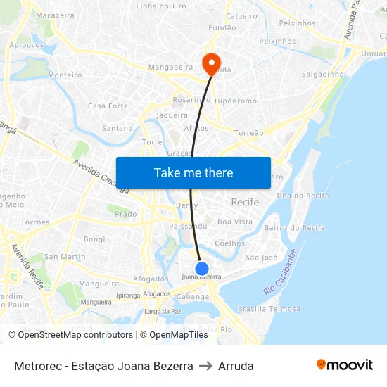 Metrorec - Estação Joana Bezerra to Arruda map