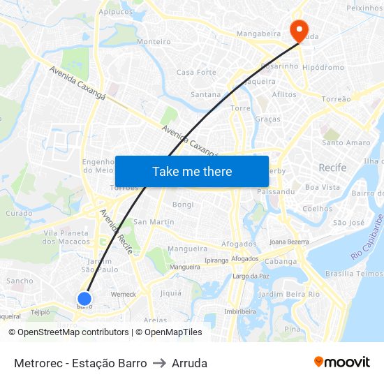 Metrorec - Estação Barro to Arruda map