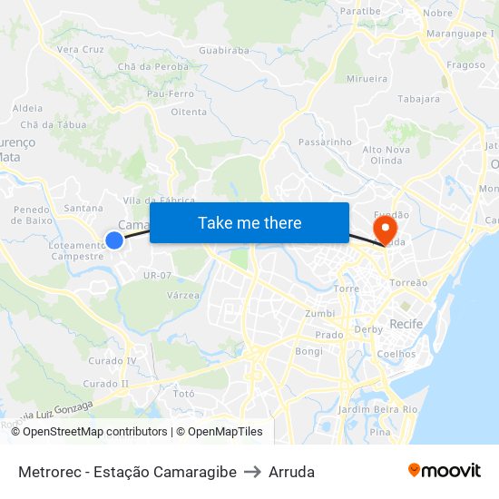 Metrorec - Estação Camaragibe to Arruda map