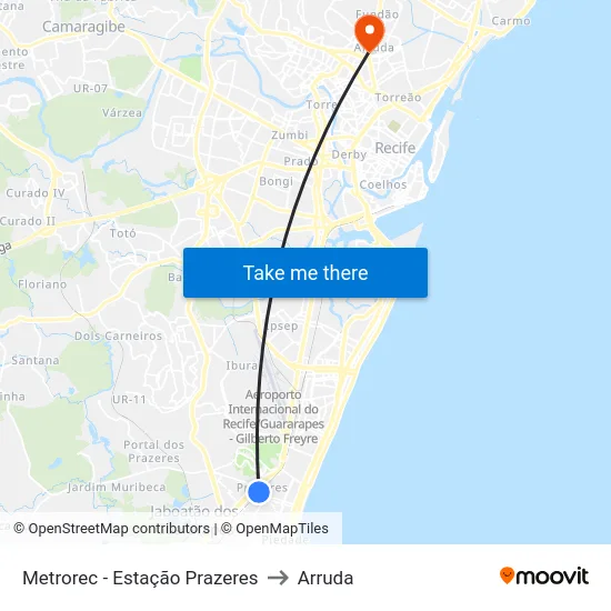Metrorec - Estação Prazeres to Arruda map
