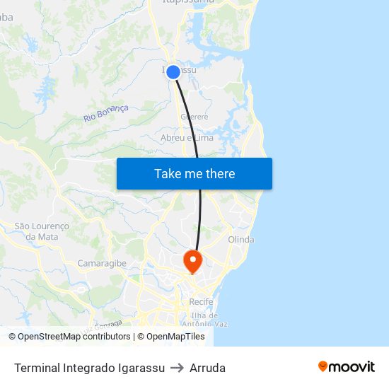 Terminal Integrado Igarassu to Arruda map