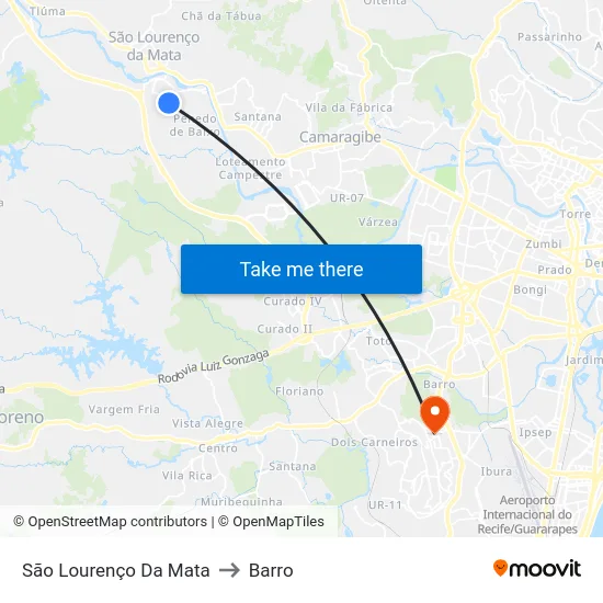 São Lourenço Da Mata to Barro map