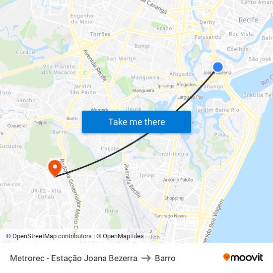 Metrorec - Estação Joana Bezerra to Barro map