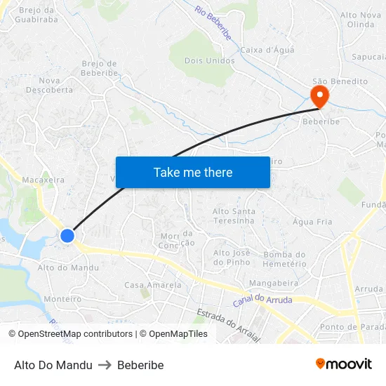 Alto Do Mandu to Beberibe map
