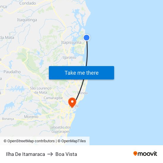 Ilha De Itamaraca to Boa Vista map