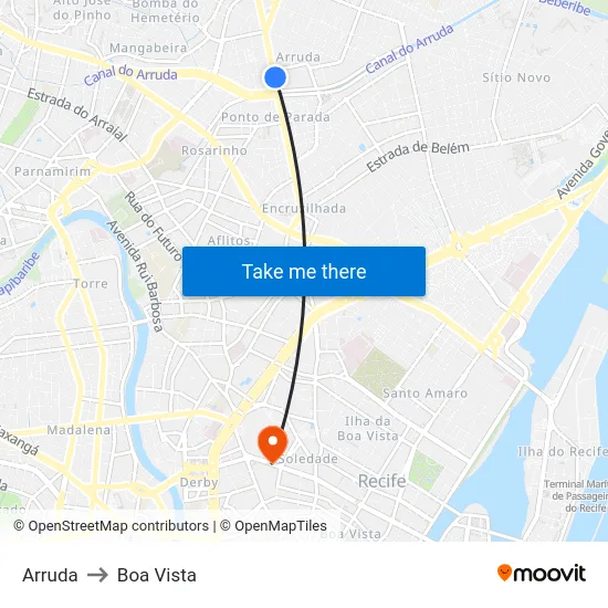 Arruda to Boa Vista map