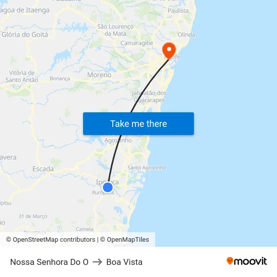 Nossa Senhora Do O to Boa Vista map