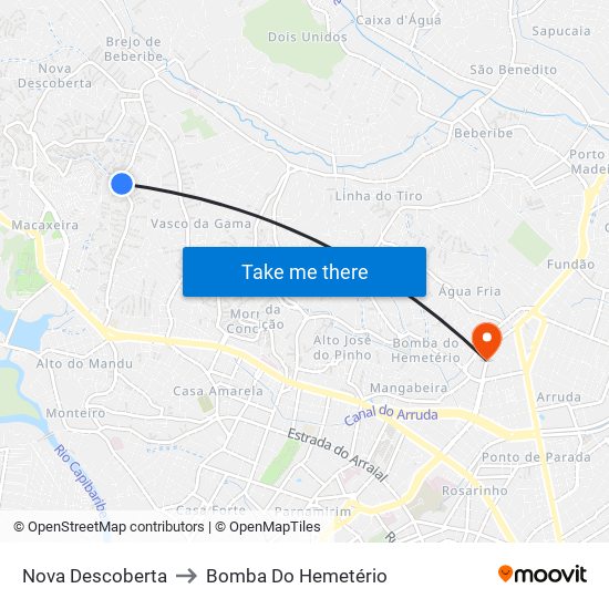 Nova Descoberta to Bomba Do Hemetério map