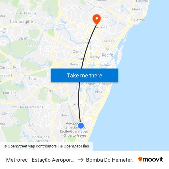 Metrorec - Estação Aeroporto to Bomba Do Hemetério map