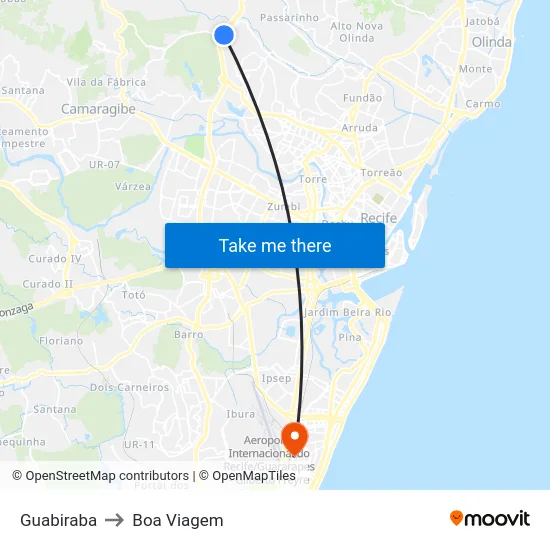 Guabiraba to Boa Viagem map