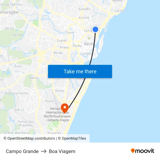 Campo Grande to Boa Viagem map