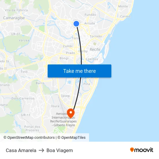 Casa Amarela to Boa Viagem map