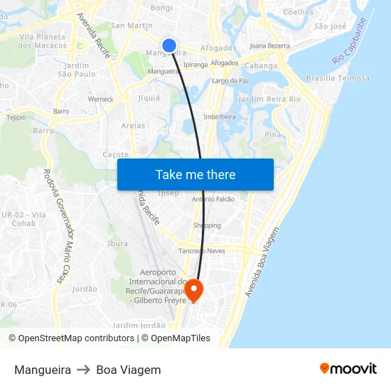 Mangueira to Boa Viagem map