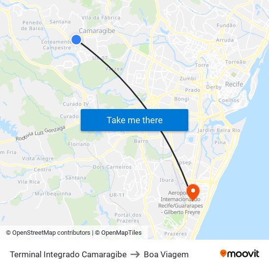 Terminal Integrado Camaragibe to Boa Viagem map