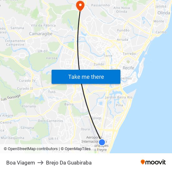 Boa Viagem to Brejo Da Guabiraba map