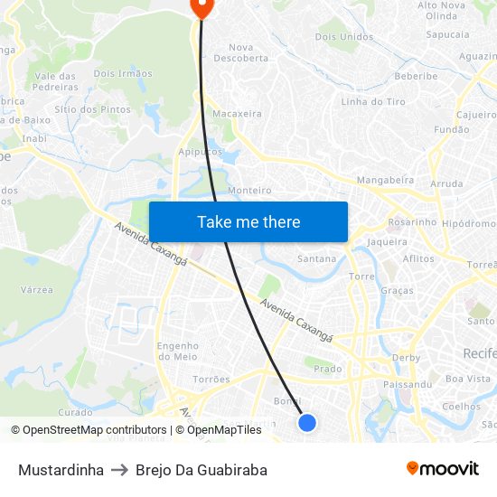 Mustardinha to Brejo Da Guabiraba map