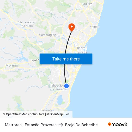 Metrorec - Estação Prazeres to Brejo De Beberibe map