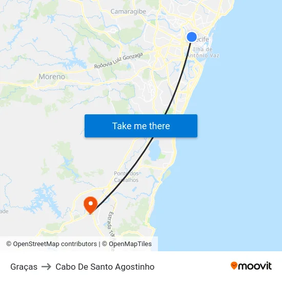 Graças to Cabo De Santo Agostinho map