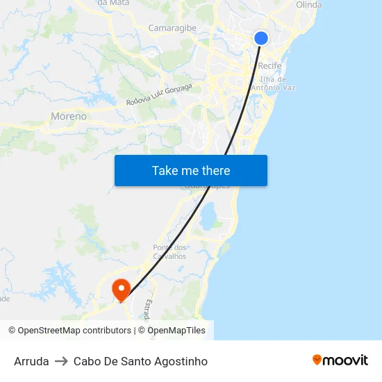 Arruda to Cabo De Santo Agostinho map