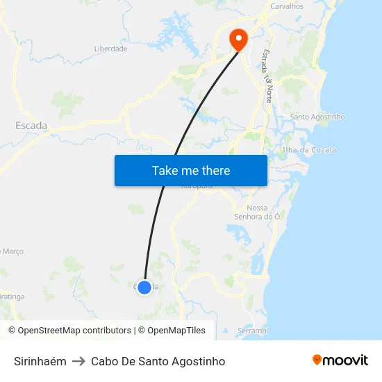 Sirinhaém to Cabo De Santo Agostinho map