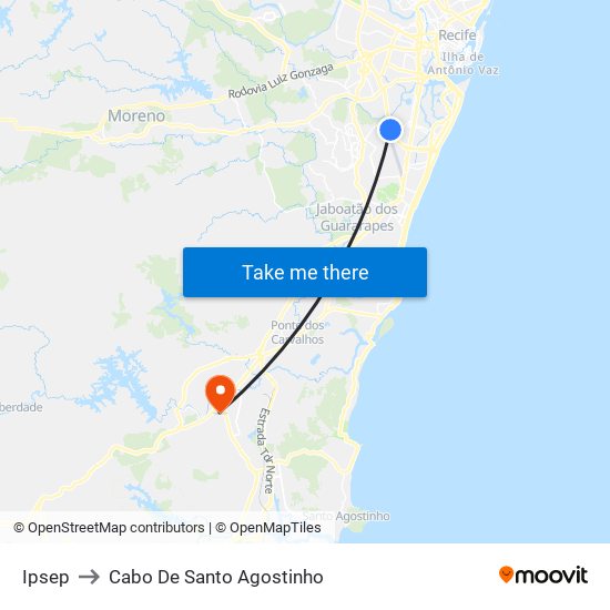 Ipsep to Cabo De Santo Agostinho map