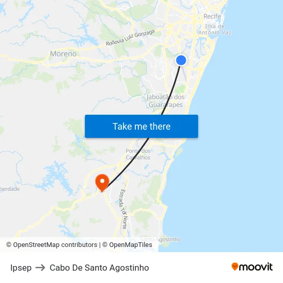 Ipsep to Cabo De Santo Agostinho map