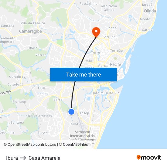 Ibura to Casa Amarela map