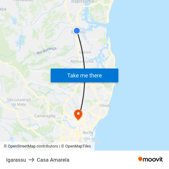 Igarassu to Casa Amarela map