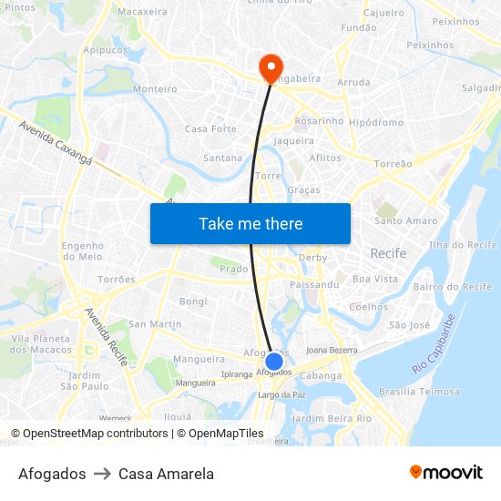 Afogados to Casa Amarela map