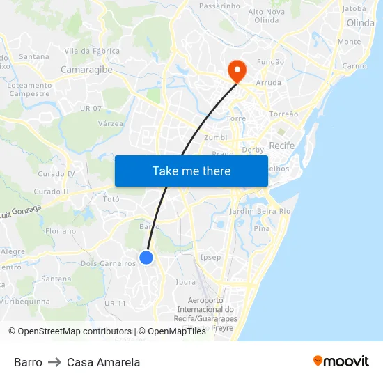 Barro to Casa Amarela map