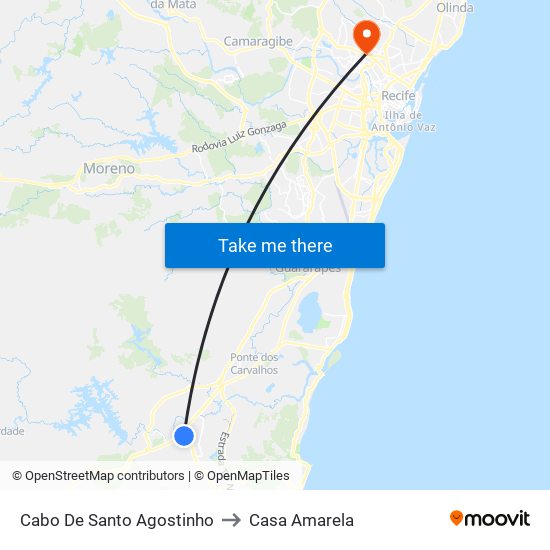 Cabo De Santo Agostinho to Casa Amarela map