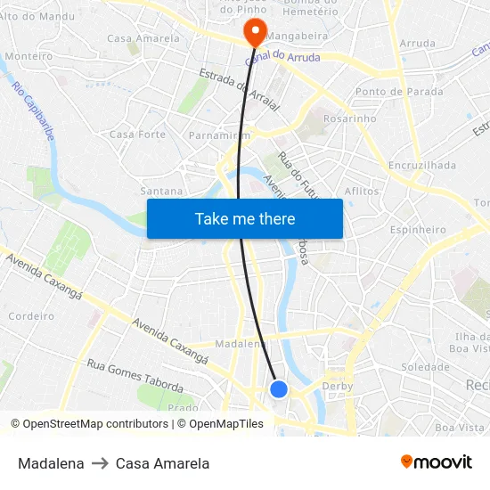Madalena to Casa Amarela map