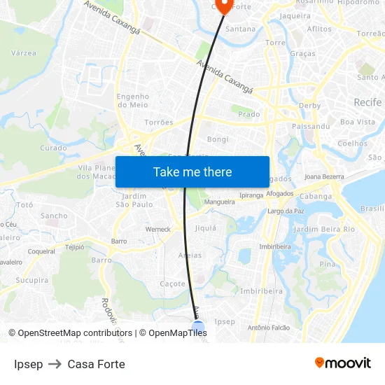 Ipsep to Casa Forte map